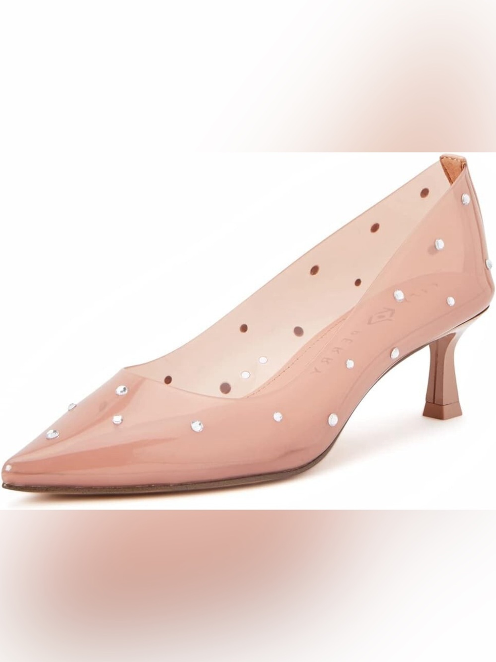 Women's Pointed Kitten Heel Pumps in Dusty Rose with Stud Accents